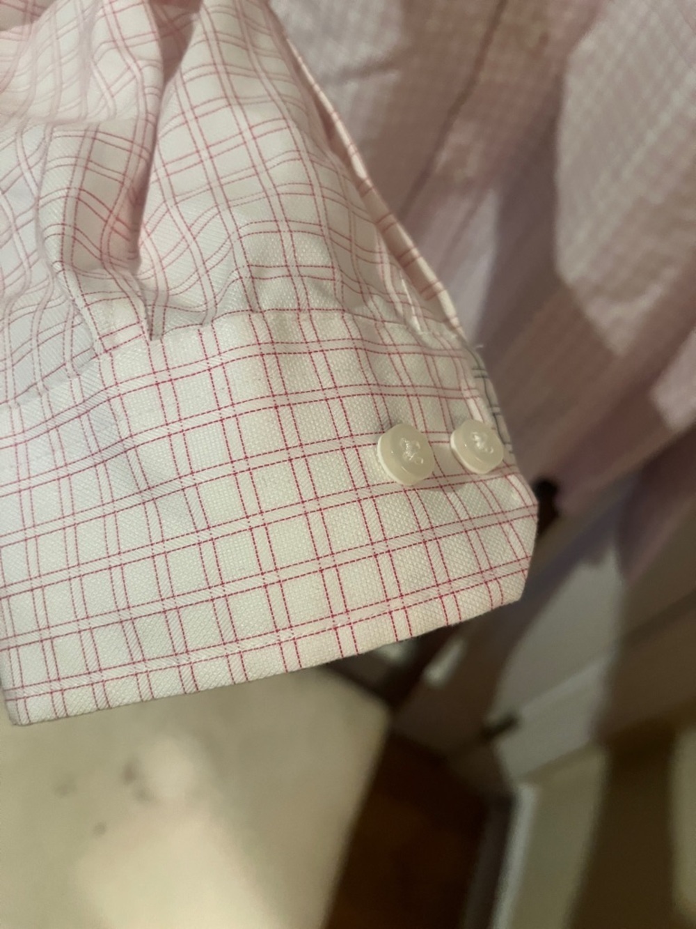 Egara Men’s XL Button Down Dress Shirt Pink White Plaid 100% Cotton Casual Work - Picture 3 of 5